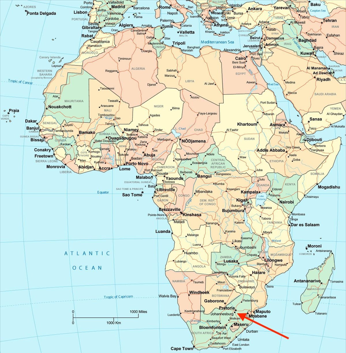 Ville de Johannesburg (Joburg Jozi) sur la carte de Gauteng - South Africa