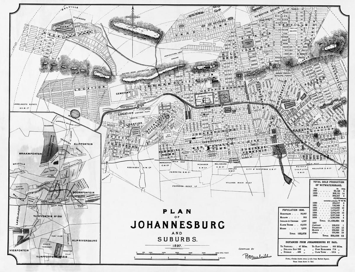 Plan historique de Johannesburg (Joburg Jozi)