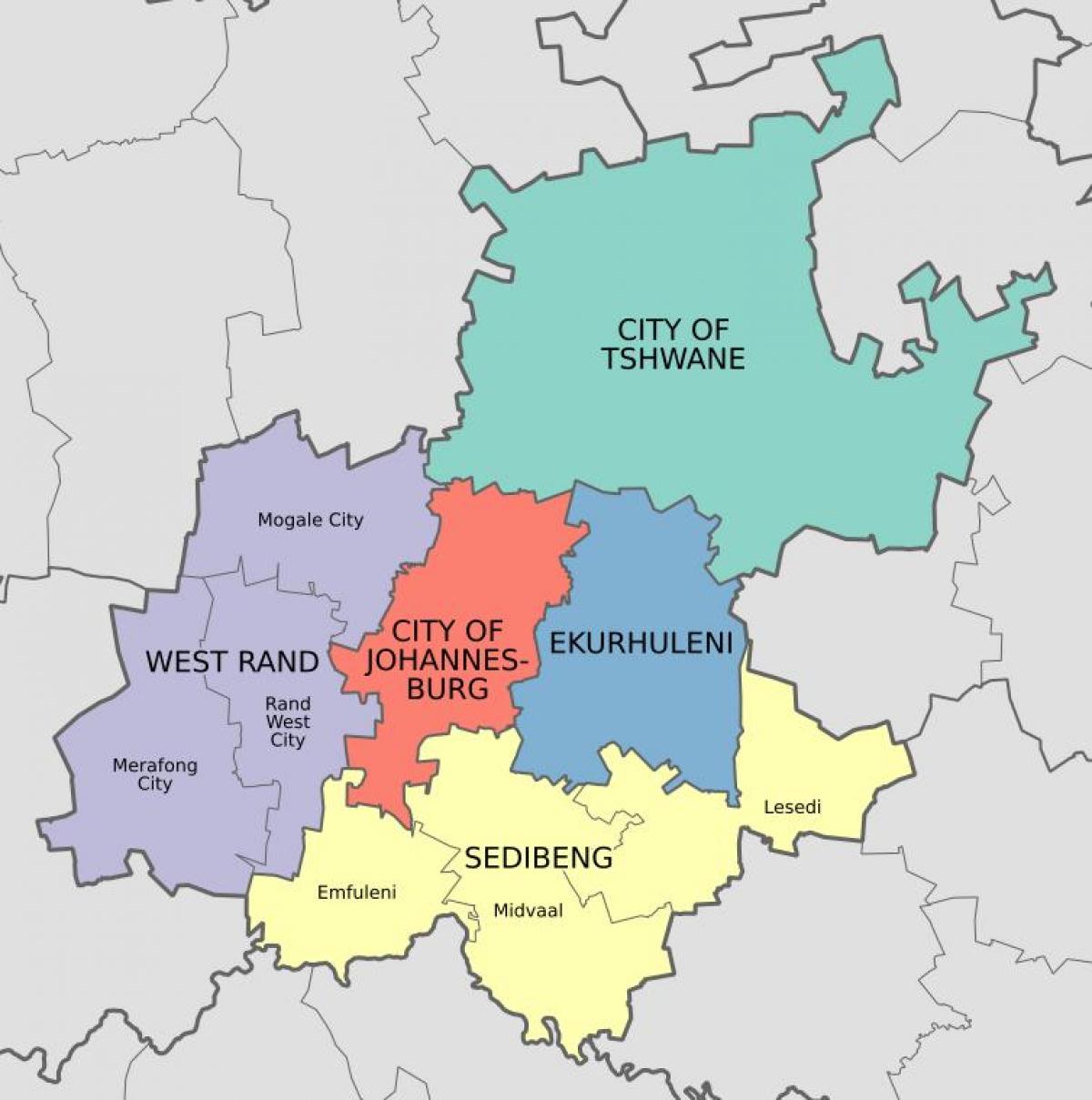 Plan districts Johannesburg (Joburg Jozi)