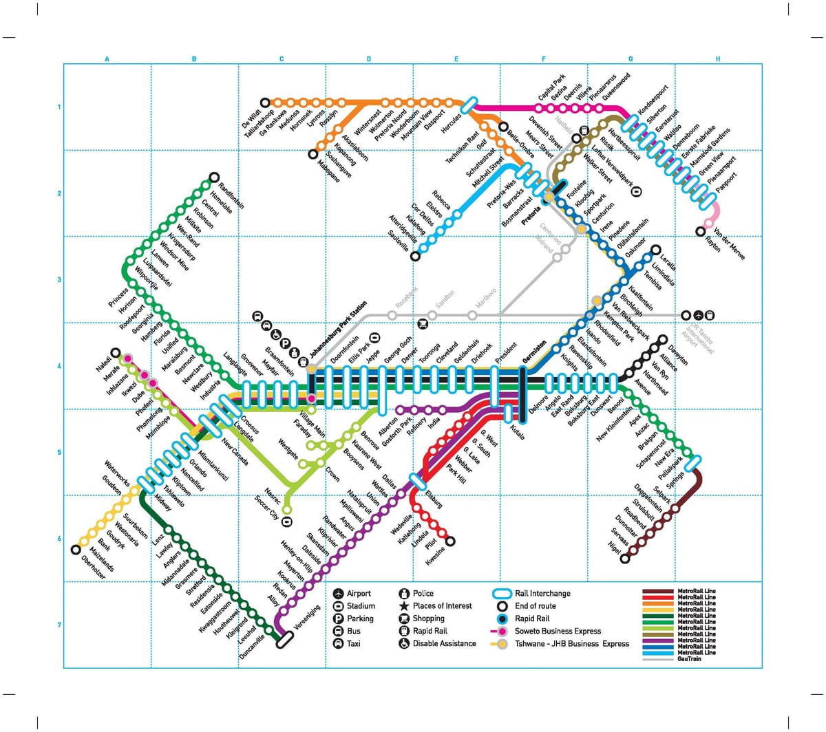 Plan du chemin de fer de Johannesburg (Joburg Jozi)