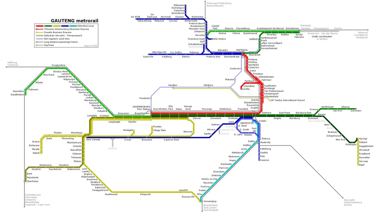 Plan des transports publics de Johannesburg (Joburg Jozi)