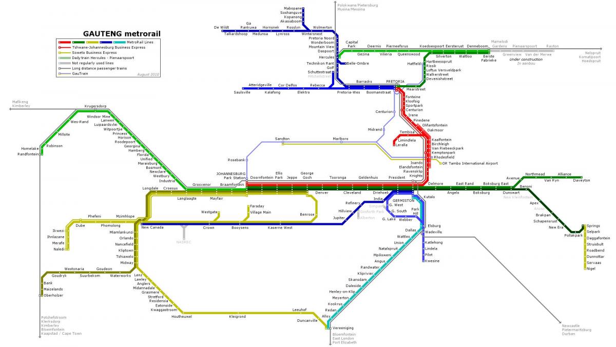 Plan des transports publics de Johannesburg (Joburg Jozi)